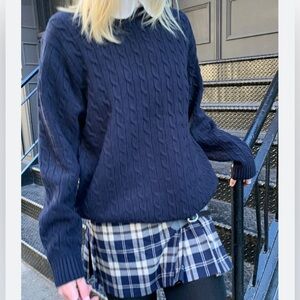 Brandy Melville navy blue cable knit sweater